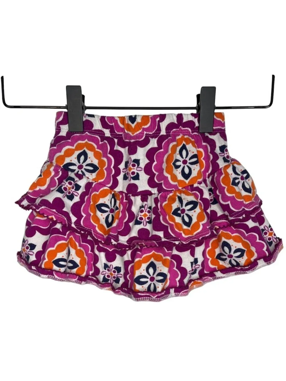 Gymboree Girls 12-18 Months Tiered Ruffle Skirt Purple Pink Boho Floral